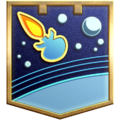 The "New Horizons" badge in Pikmin 3 Deluxe.