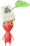 A red Decor Pikmin with a Mahjong Tile Costume.