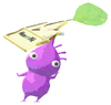 Lifelog artwork of a Purple Mountain Decor Pikmin with Mountain Pin Badge decor from Pikmin Bloom.