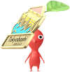 A Red Bridge Decor Pikmin with Bridge Pin Badge decor from Pikmin Bloom.