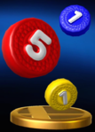 The trophy for red, yellow, and blue pellets in the Wii U version of Super Smash Bros. for Nintendo 3DS and Wii U.