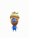 An animation of a Blue Pikmin with a Acorn from Pikmin Bloom.