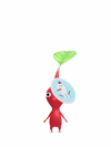 An animation of a Red Pikmin with a Winter Sticker from Pikmin Bloom.