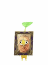 An animation of a Yellow Pikmin with a Picture Frame from Pikmin Bloom.