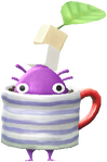 A Purple Café Decor Pikmin with Coffee Cup decor from Pikmin Bloom.