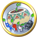 Expert Expedition Badge. The badge shows Pikmin carrying a Huge Seedling.