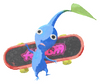 Lifelog artwork of a Blue Special Decor Pikmin with Fingerboard decor from Pikmin Bloom.