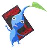 Lifelog artwork of a Blue Special Decor Pikmin with Flower Card decor from Pikmin Bloom.
