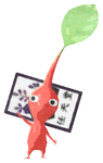 Lifelog artwork of a Red Special Decor Pikmin with Hanafuda Card (Volume 1) decor from Pikmin Bloom.