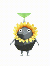 An animation of a Rock Pikmin with a Dandelion from Pikmin Bloom.