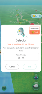 A screenshot of Pikmin Bloom&#39;s detector interface.