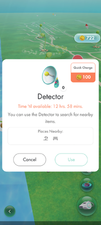 A screenshot of Pikmin Bloom's detector interface.