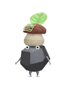 An animation of a Rock Pikmin with a Mushroom from Pikmin Bloom.