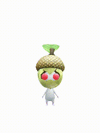 An animation of a White Pikmin with a Acorn from Pikmin Bloom.