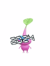 An animation of a Winged Pikmin with 2024 Glasses from Pikmin Bloom