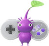 A Purple Special Decor Pikmin with Nintendo Consoles '80-'95 decor from Pikmin Bloom.