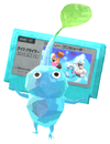 Lifelog artwork of an Ice Special Decor Pikmin with Game Pak decor from Pikmin Bloom.