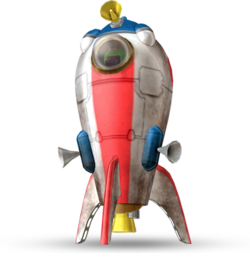 Artwork of the S.S. Dolphin II from the Hey! Pikmin website.