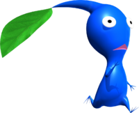 Artwork of a Blue Pikmin running in Pikmin.