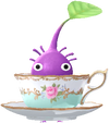 A Purple Special Decor Pikmin with Afternoon Tea decor from Pikmin Bloom.