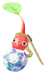 Lifelog artwork of a Red Stadium Decor Pikmin with Ball Keychain (Rare) decor from Pikmin Bloom.