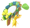 Lifelog artwork of a Yellow Special Decor Pikmin with Yellow Rosette decor from Pikmin Bloom.