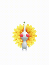 An animation of a White Pikmin with a Dandelion from Pikmin Bloom.