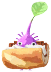 Lifelog artwork of a Purple Bakery Decor Pikmin with Rare Baguette decor from Pikmin Bloom.