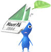 A Blue Mountain Decor Pikmin with Mountain Pin Badge decor from Pikmin Bloom.