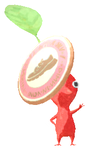 Lifelog artwork of a Red Special Decor Pikmin with Photo Button Badge decor from Pikmin Bloom.