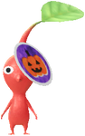 A Red Special Decor Pikmin with Fall Sticker decor from Pikmin Bloom.