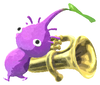 Lifelog artwork of a Purple Special Decor Pikmin with Tiny Instrument: Brass Band decor from Pikmin Bloom.
