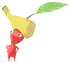 Lifelog artwork of a Red Supermarket Decor Pikmin with Banana decor from Pikmin Bloom.