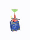 An animation of a red Pikmin with a book keychain from Pikmin Bloom.