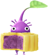 A Purple Special Decor Pikmin with Mooncake decor from Pikmin Bloom.