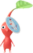 A Red Special Decor Pikmin with Winter Sticker decor from Pikmin Bloom.