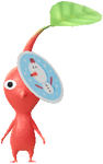 A Red Special Decor Pikmin with Winter Sticker decor from Pikmin Bloom.