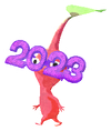 Lifelog artwork of a Red Special Decor Pikmin with 2023 Glasses decor from Pikmin Bloom.