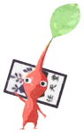 Lifelog artwork of a Red Special Decor Pikmin with Flower Card decor from Pikmin Bloom.