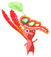 Lifelog artwork of a Red Special Decor Pikmin with Rio Carnival decor from Pikmin Bloom.