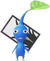 A Blue Special Decor Pikmin with Flower Card (Volume 1) decor from Pikmin Bloom.