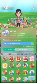 A screenshot of a player's profile menu.