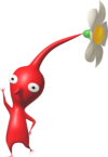 Artwork of a Red Pikmin waving.