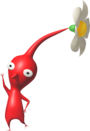 Artwork of a Red Pikmin waving.