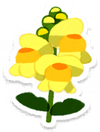 Lifelog artwork of a yellow snapdragon from Pikmin Bloom.