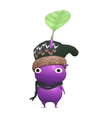 An animation of a Purple Pikmin with a Mitten from Pikmin Bloom