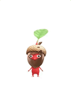 An animation of a Red Pikmin with a Acorn from Pikmin Bloom.