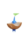An animation of a Blue Pikmin with a Baguette from Pikmin Bloom.