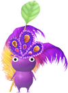 A Purple Special Decor Pikmin with Rio Carnival decor from Pikmin Bloom.