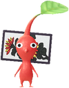 A Red Special Decor Pikmin with Flower Card (Volume 1) decor from Pikmin Bloom.